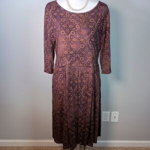 Peruvian Connection L Rustic Gothic Celestial Witchy 3/4 Sleeve Midi Dress